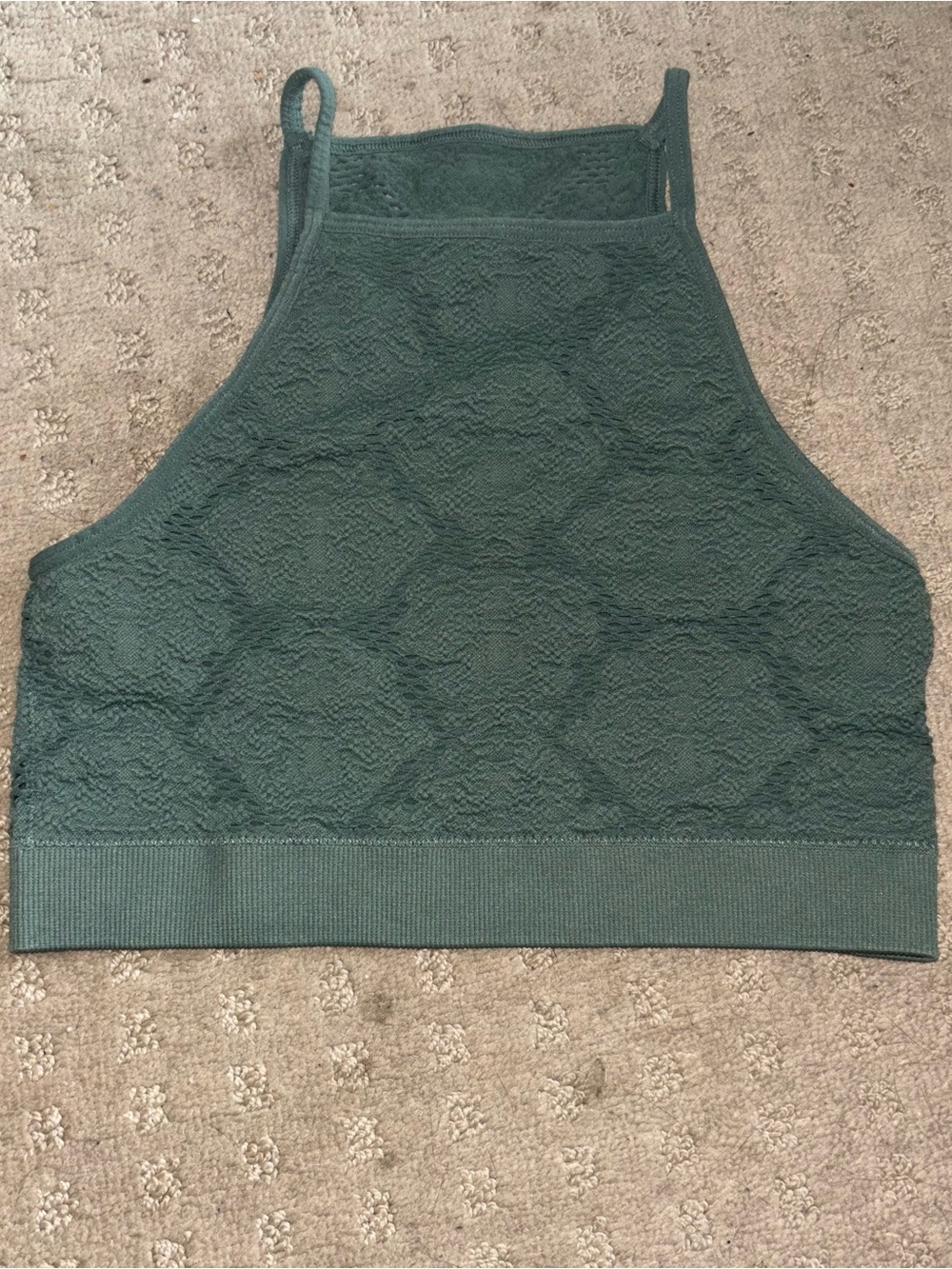 aerie Green Lace-Textured High Neck Bralette, Size XS